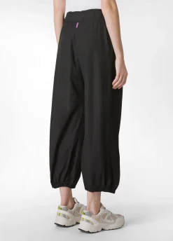 Flash Sale Pantalone Relaxed In Popeline E Raso Nero Donna Pantaloni