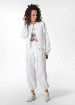 Flash Sale Pantalone Relaxed In Popeline E Raso Bianco Donna Pantaloni