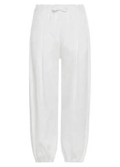 Flash Sale Pantalone Relaxed In Popeline E Raso Bianco Donna Pantaloni
