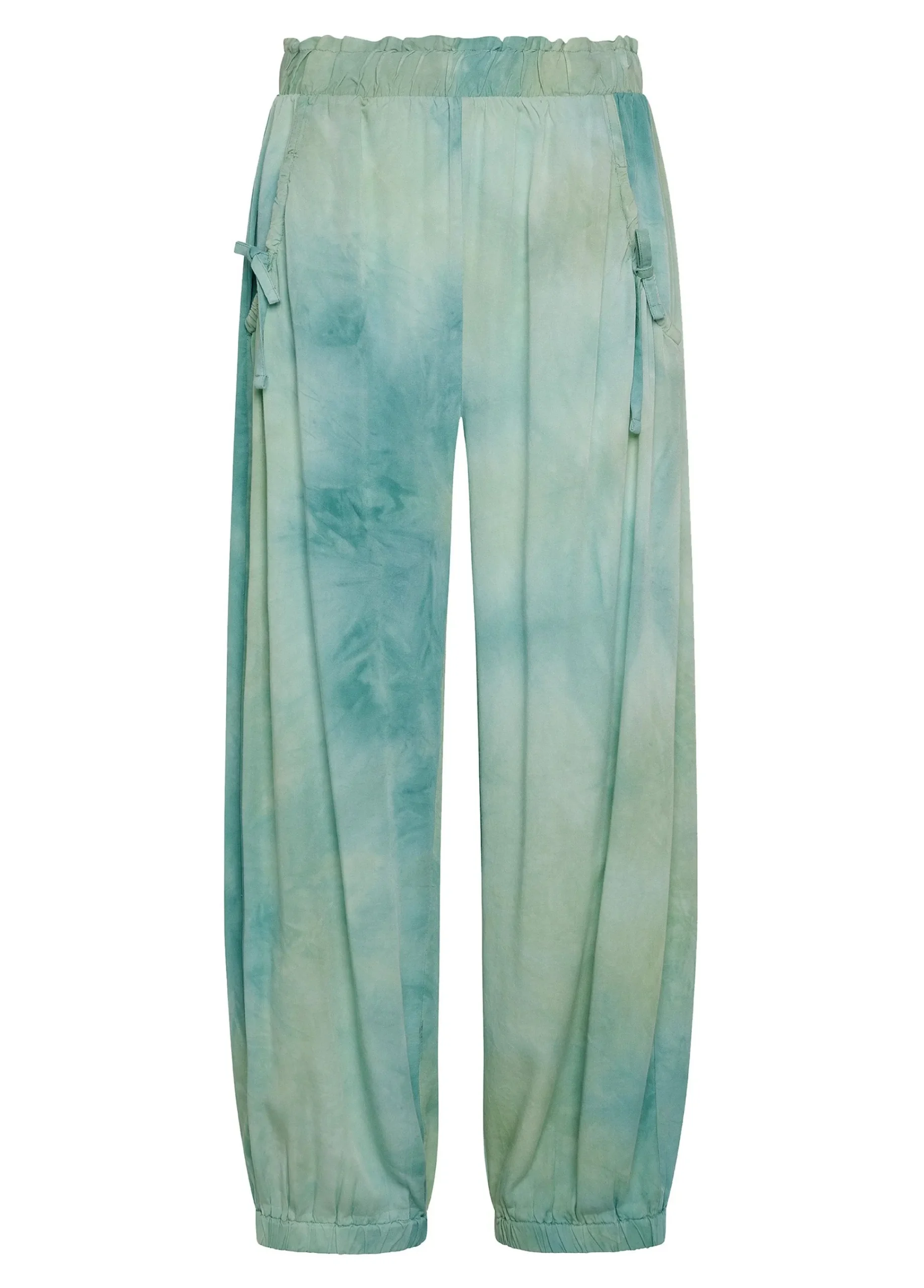 Store Pantalone Relaxed In Twill Effetto Batik Verde Donna Pantaloni