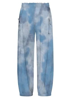 Cheap Pantalone Relaxed In Twill Effetto Batik Blu Donna Pantaloni