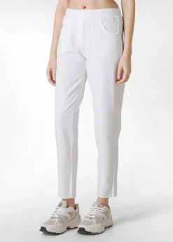 Sale Pantalone Slim Fit In Felpa Leggera Bianco Donna Pantaloni