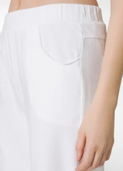 Sale Pantalone Slim Fit In Felpa Leggera Bianco Donna Pantaloni