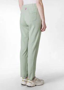 Store Pantalone Slim Fit In Felpa Leggera Verde Donna Pantaloni