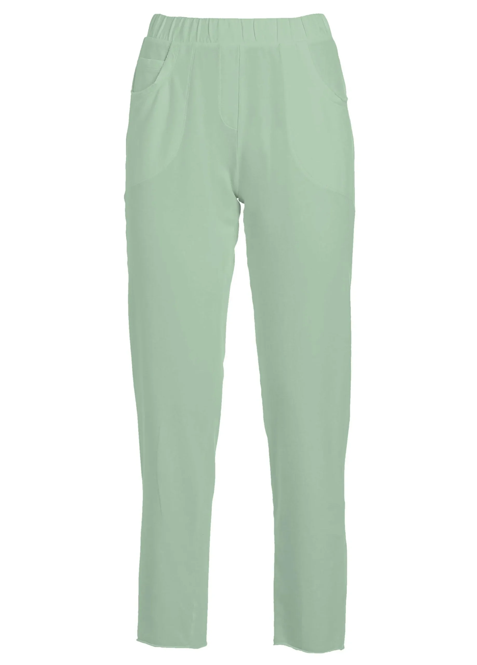 Store Pantalone Slim Fit In Felpa Leggera Verde Donna Pantaloni