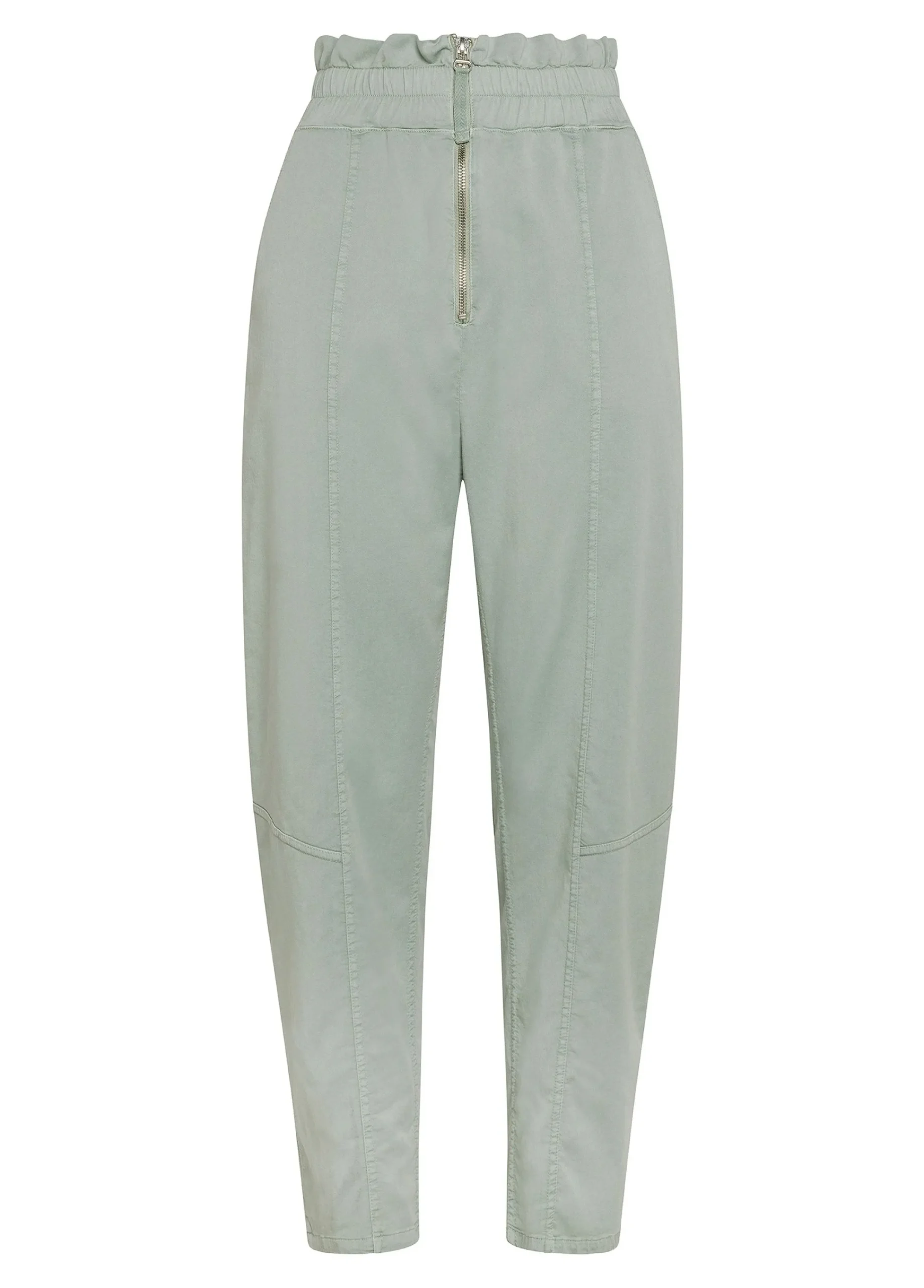 Best Pantalone Vita Alta In Gabardine Vintage Verde Donna Pantaloni
