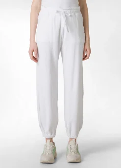 Hot Pantaloni Jogger In Spugna Bianco Donna Pantaloni