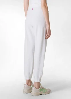 Hot Pantaloni Jogger In Spugna Bianco Donna Pantaloni