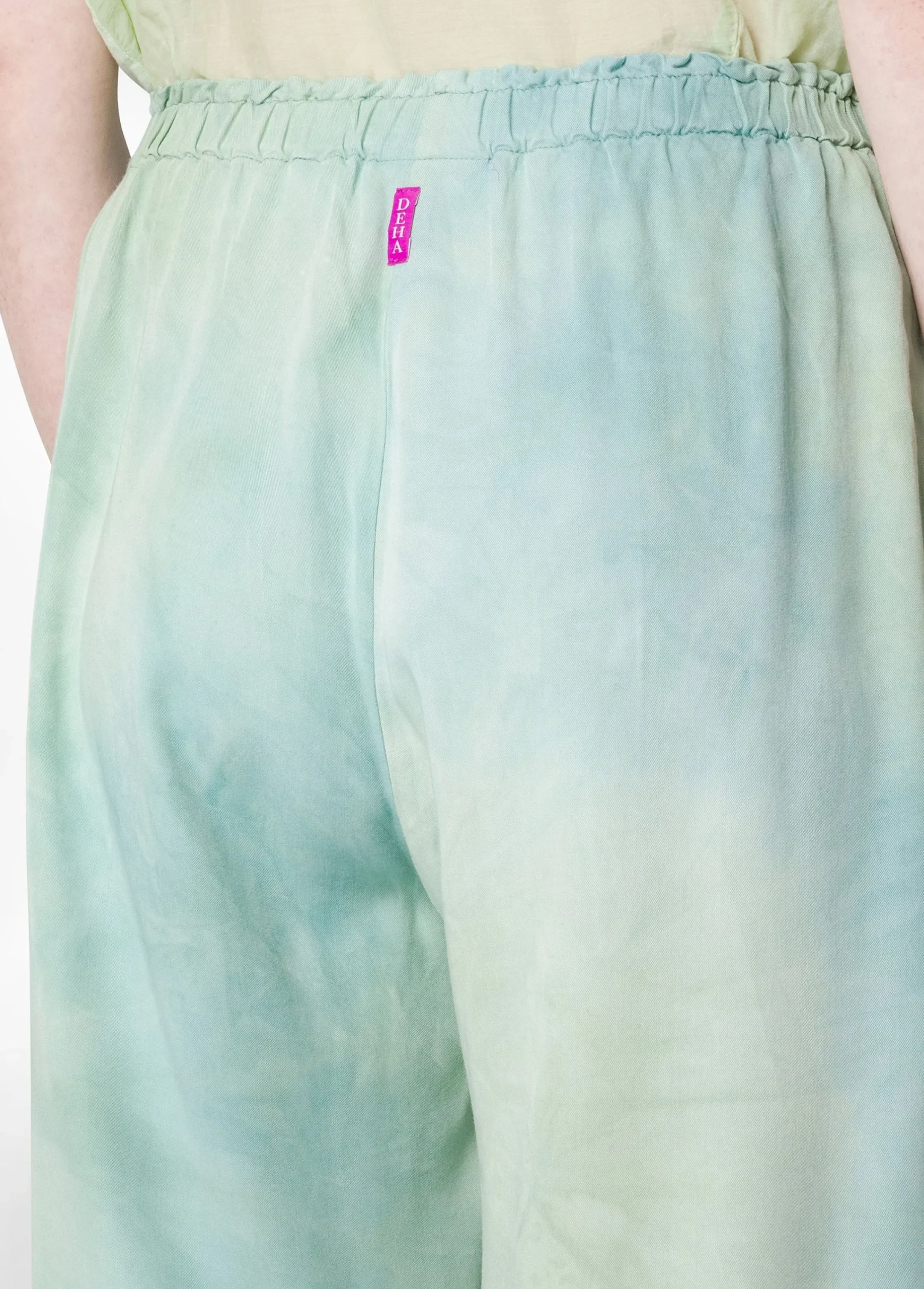 Clearance Panta Palazzo In Twill Effetto Batik Verde Donna Pantaloni