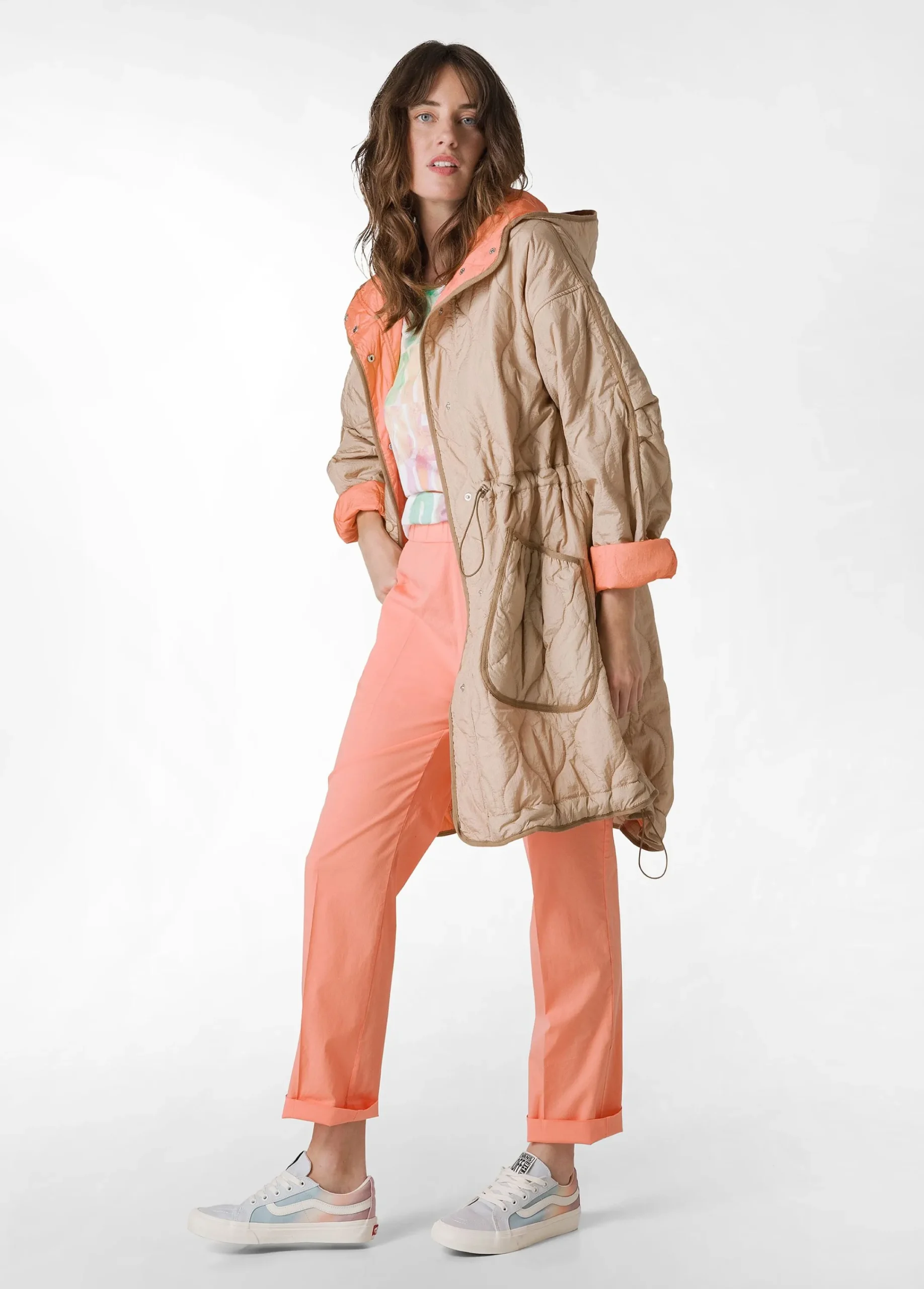 Shop Parka Trapuntato Beige Donna Giacche E Giubbotti