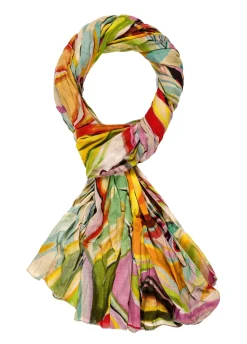 Shop Pashmina In Mussola Stampata Verde Donna Accessori