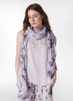 Shop Pashmina In Mussola Stampata Viola Donna Accessori