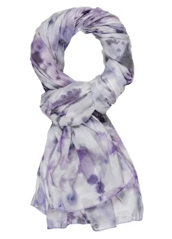 Shop Pashmina In Mussola Stampata Viola Donna Accessori