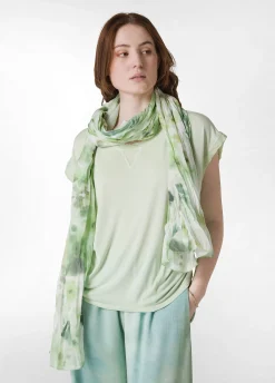 Hot Pashmina In Mussola Stampata Verde Donna Accessori