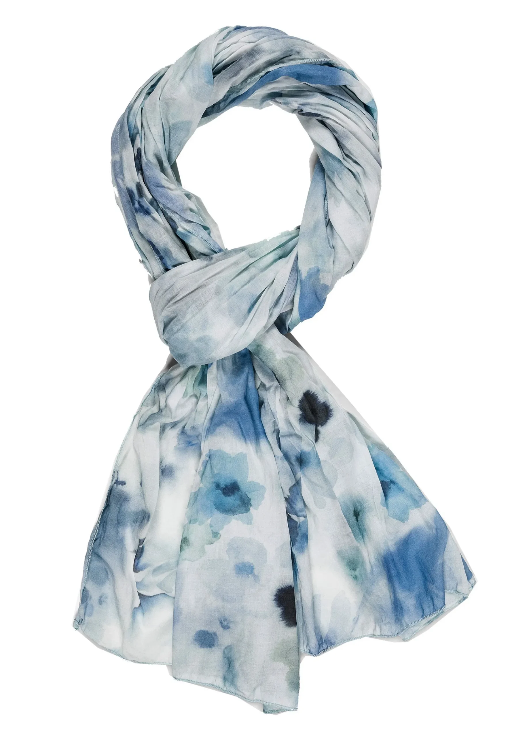 Outlet Pashmina In Mussola Stampata Blu Donna Accessori