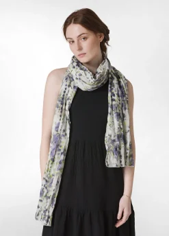 Shop Pashmina In Mussola Stampata Viola Donna Accessori