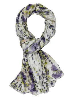 Shop Pashmina In Mussola Stampata Viola Donna Accessori