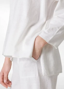 Hot Pullover Ampio In Lino Bianco Donna Felpe & Maglieria