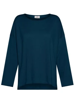 Shop Pullover Ampio In Lino Blu Donna Felpe & Maglieria