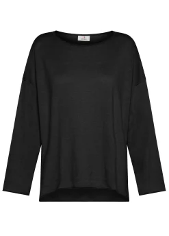 Discount Pullover Ampio In Lino Nero Donna Felpe & Maglieria