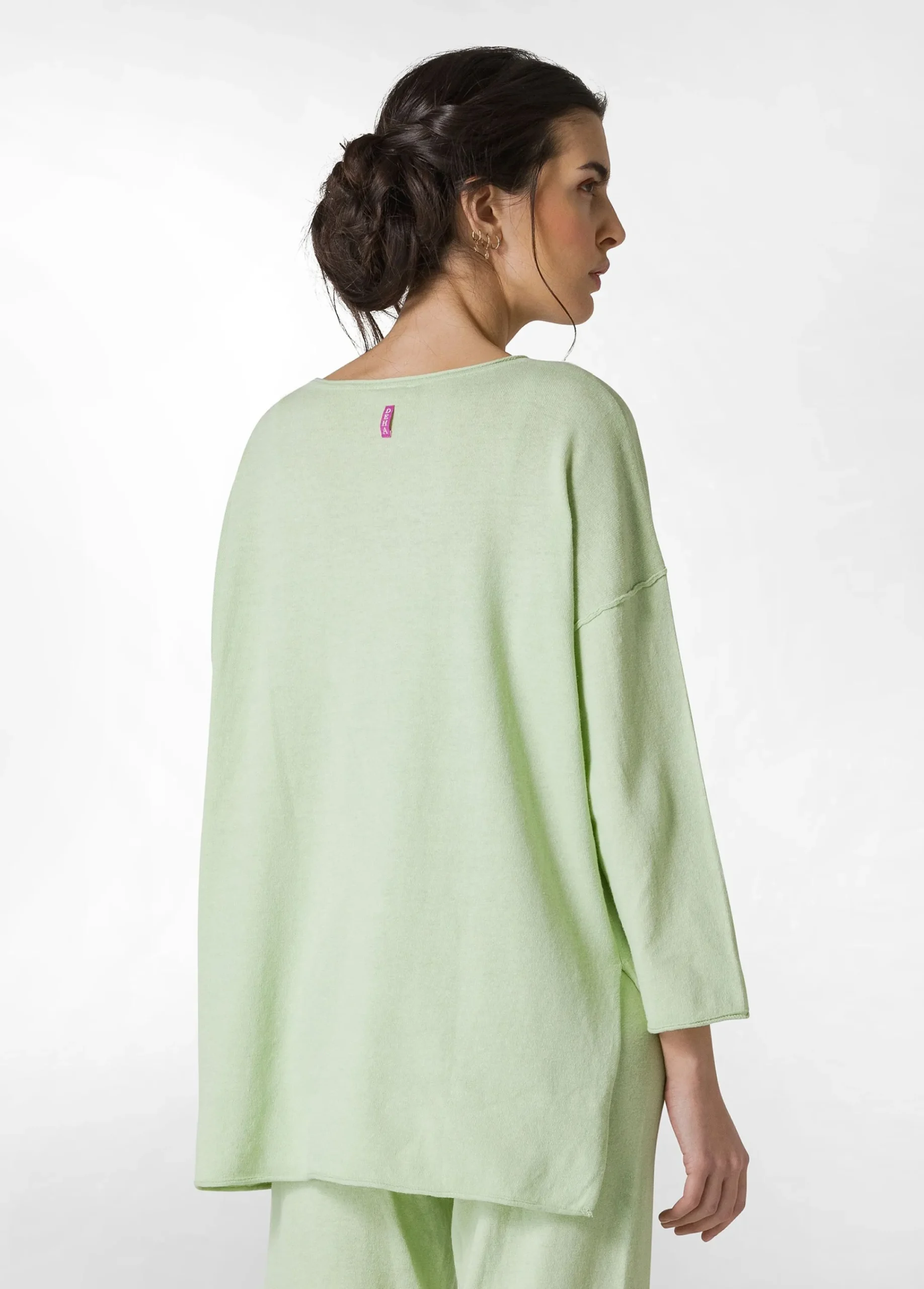 Cheap Pullover Ampio In Lino Verde Donna Felpe & Maglieria