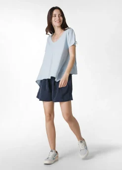Best Sale Shorts In Misto Lino E Lyocell Blu Donna Bermuda