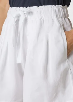 Fashion Shorts In Misto Lino E Lyocell Bianco Donna Bermuda