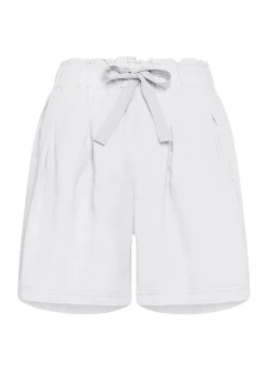 Fashion Shorts In Misto Lino E Lyocell Bianco Donna Bermuda