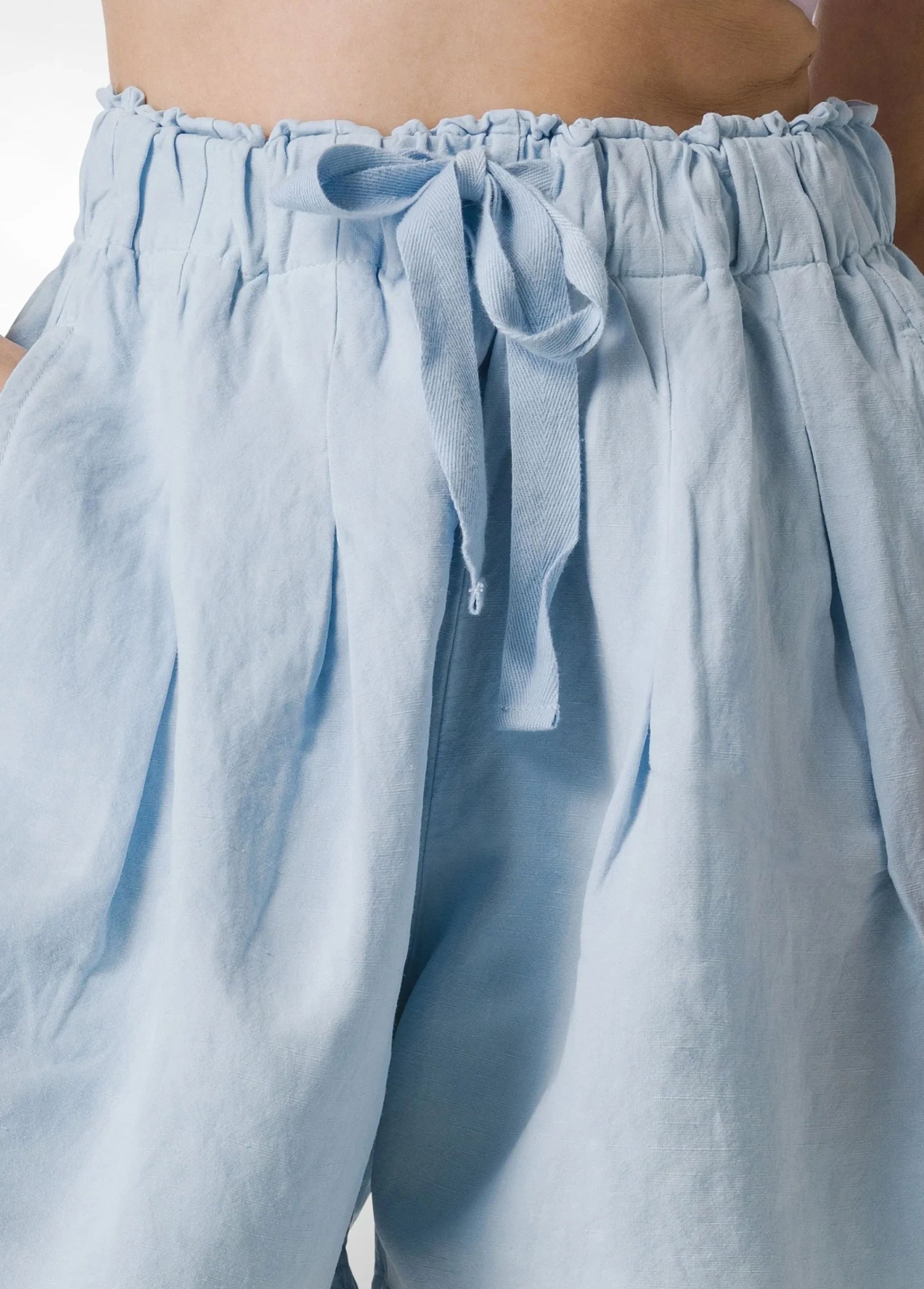 Discount Shorts In Misto Lino E Lyocell Blu Donna Bermuda