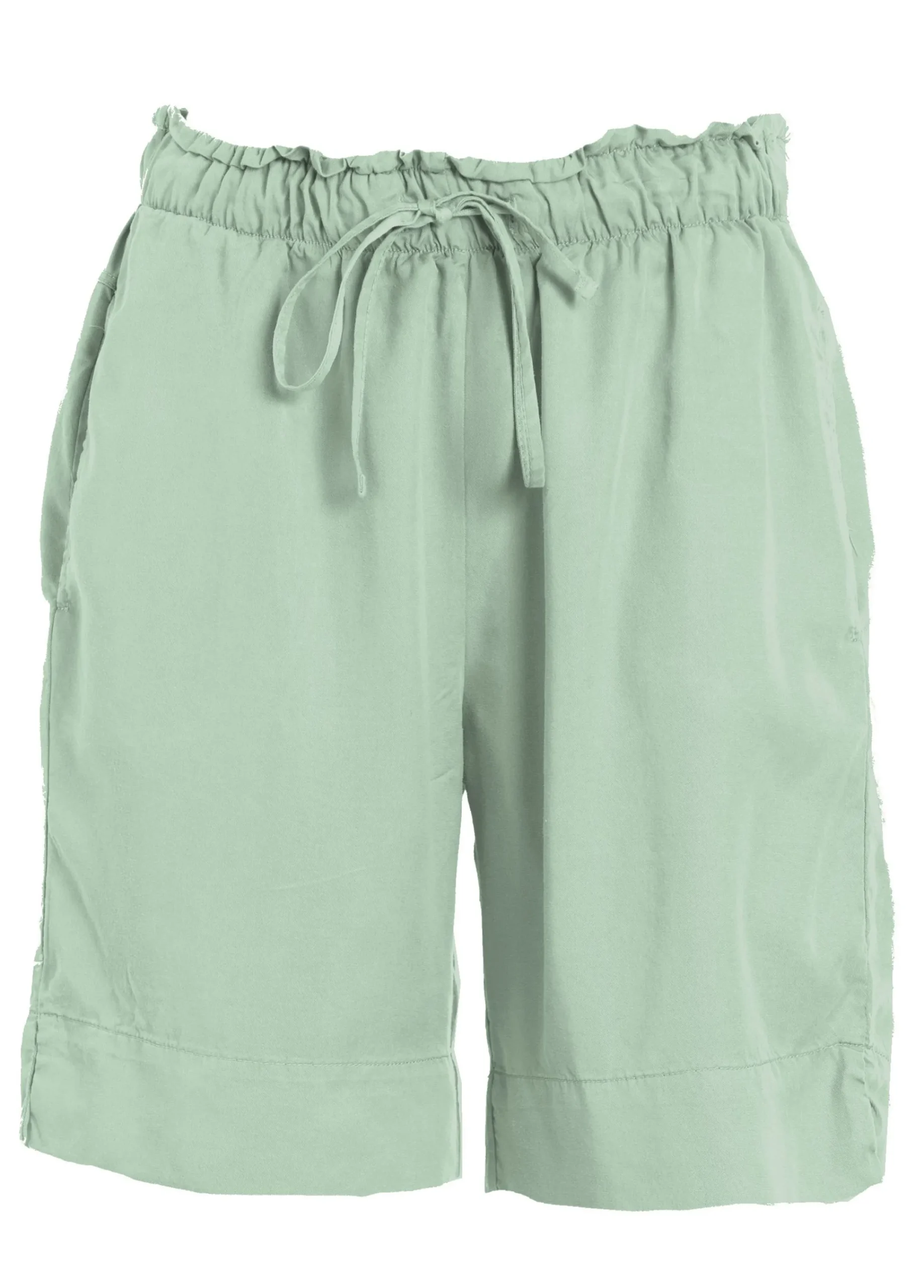 Cheap Shorts In Twill Tencel Verde Donna Bermuda