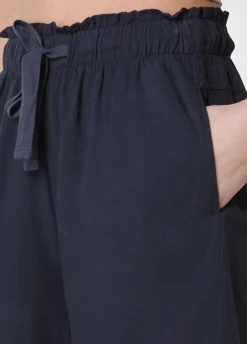 Outlet Shorts In Viscosa Crepe Blu Donna Bermuda