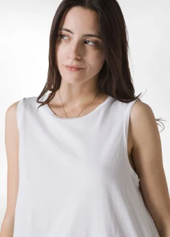 Store Top Asimmetrico Con Inserti In Lino Bianco Donna Top & T-Shirts