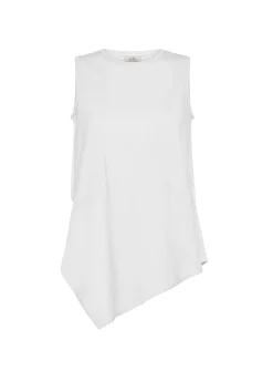 Store Top Asimmetrico Con Inserti In Lino Bianco Donna Top & T-Shirts