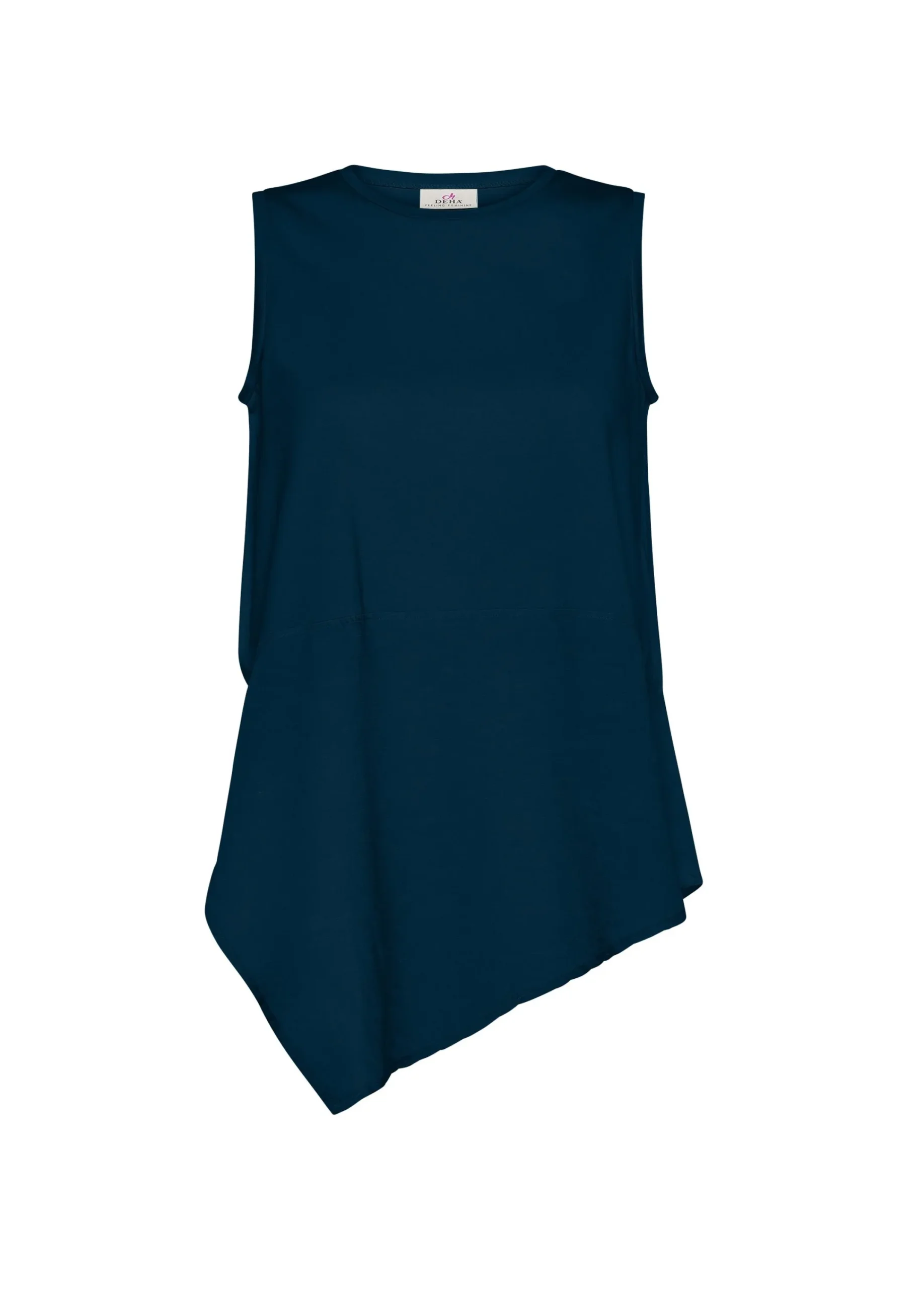 Online Top Asimmetrico Con Inserti In Lino Blu Donna Top & T-Shirts