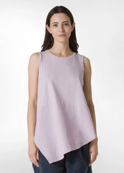 Cheap Top Asimmetrico Con Inserti In Lino Viola Donna Top & T-Shirts