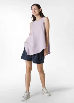 Cheap Top Asimmetrico Con Inserti In Lino Viola Donna Top & T-Shirts