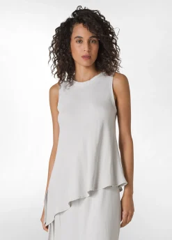 New Top Asimmetrico In Raso Grigio Donna Top & T-Shirts