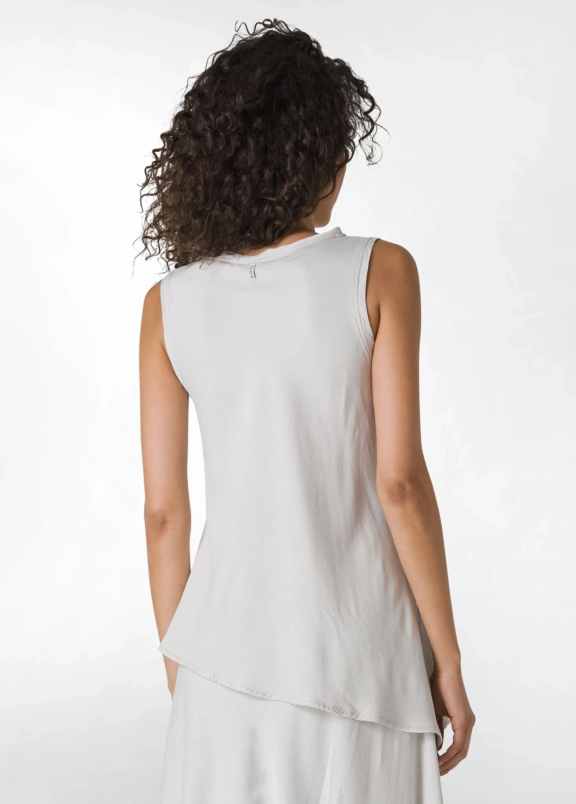 New Top Asimmetrico In Raso Grigio Donna Top & T-Shirts