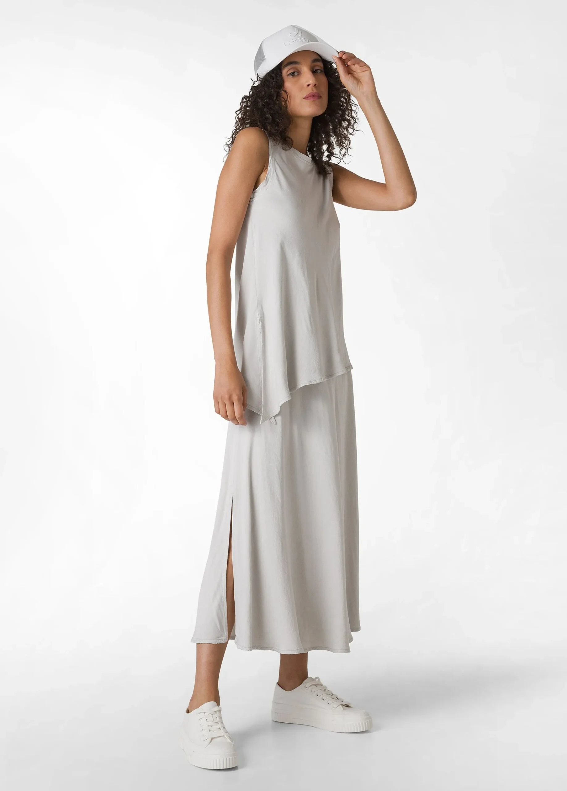 New Top Asimmetrico In Raso Grigio Donna Top & T-Shirts