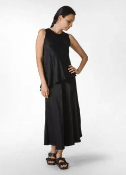 Fashion Top Asimmetrico In Raso Nero Donna Top & T-Shirts