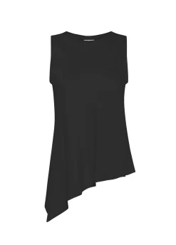 Fashion Top Asimmetrico In Raso Nero Donna Top & T-Shirts