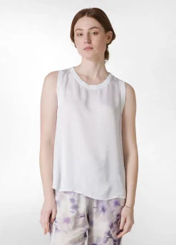 Clearance Top Con Inserti In Raso Bianco Donna Top & T-Shirts