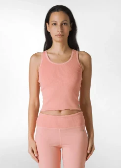 Shop Top In Costina Effetto Vintage Arancio Donna Top & T-Shirts