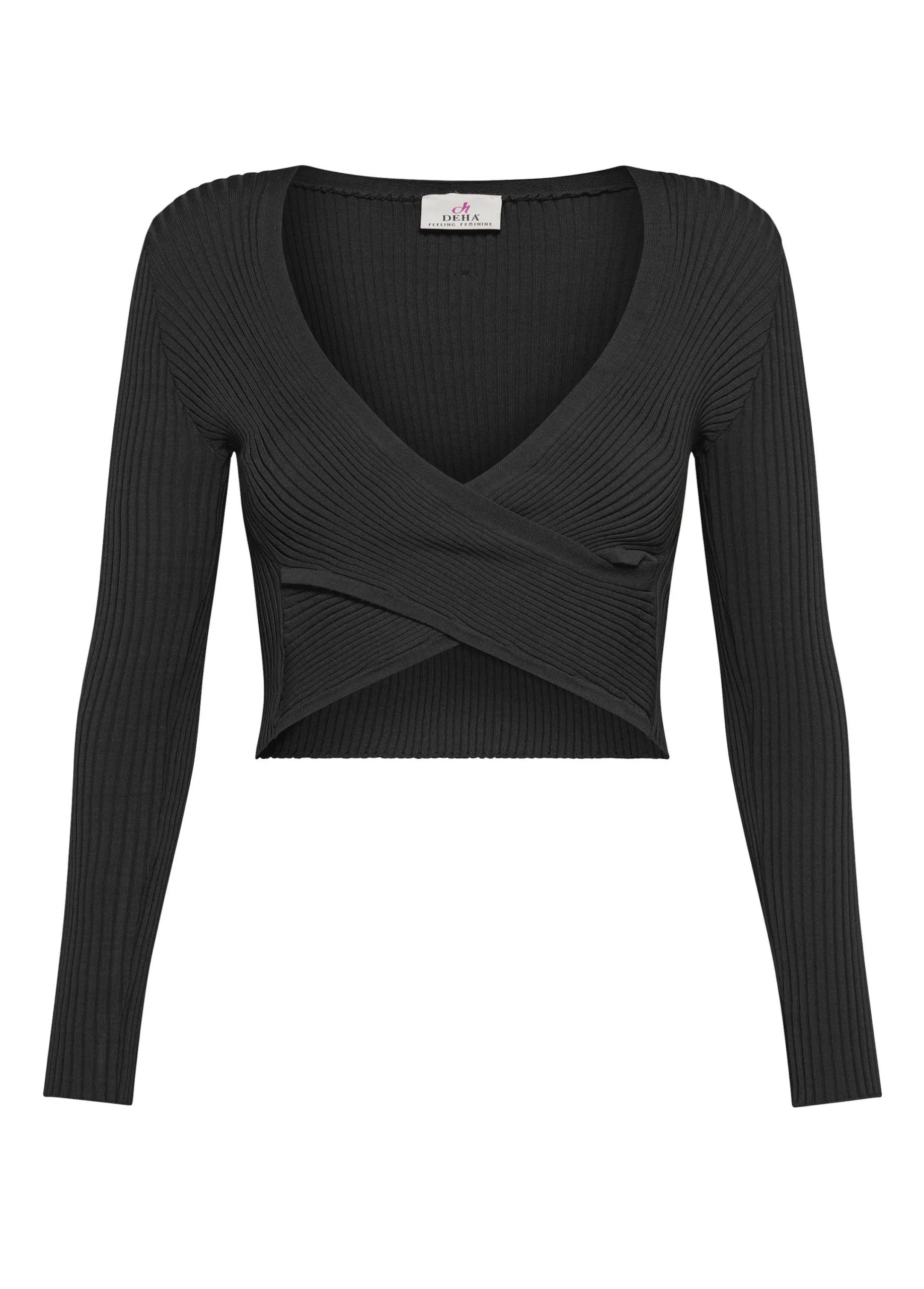 New Top Incrociato In Maglia Di Rayon Nero Donna Felpe & Maglieria