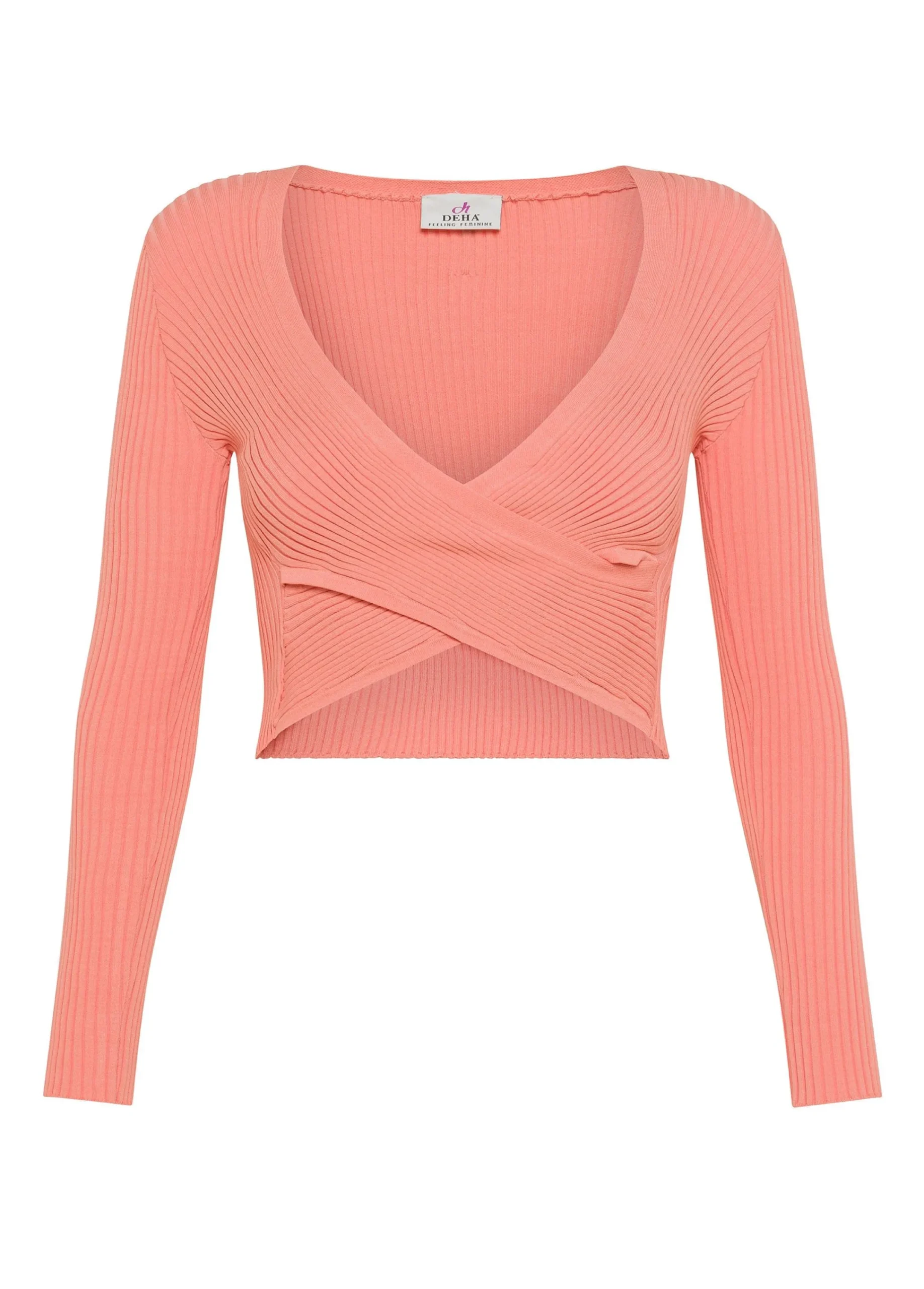 Outlet Top Incrociato In Maglia Di Rayon Arancio Donna Top & T-Shirts