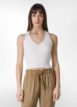 Fashion Top In Maglia Di Rayon Bianco Donna Felpe & Maglieria
