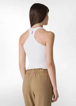 Fashion Top In Maglia Di Rayon Bianco Donna Felpe & Maglieria