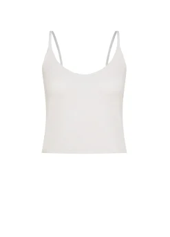 Store Top In Maglia Misto Lino Con Spalline Bianco Donna Top & T-Shirts
