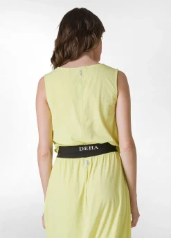 Shop Top In Nylon Con Logo Giallo Donna Top & T-Shirts
