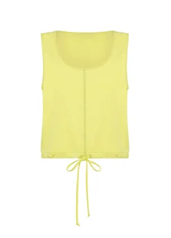 Shop Top In Nylon Con Logo Giallo Donna Top & T-Shirts